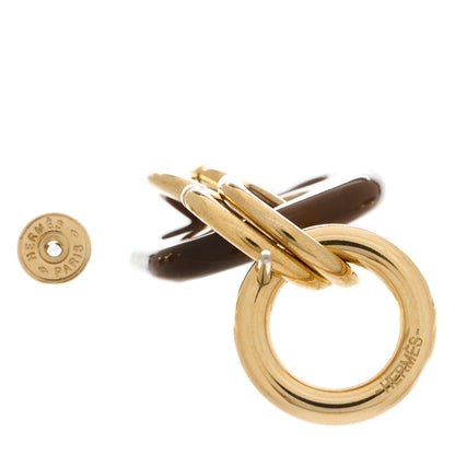 Hermes Permabrass Buffalo Horn Earrings Gold 4 of 5