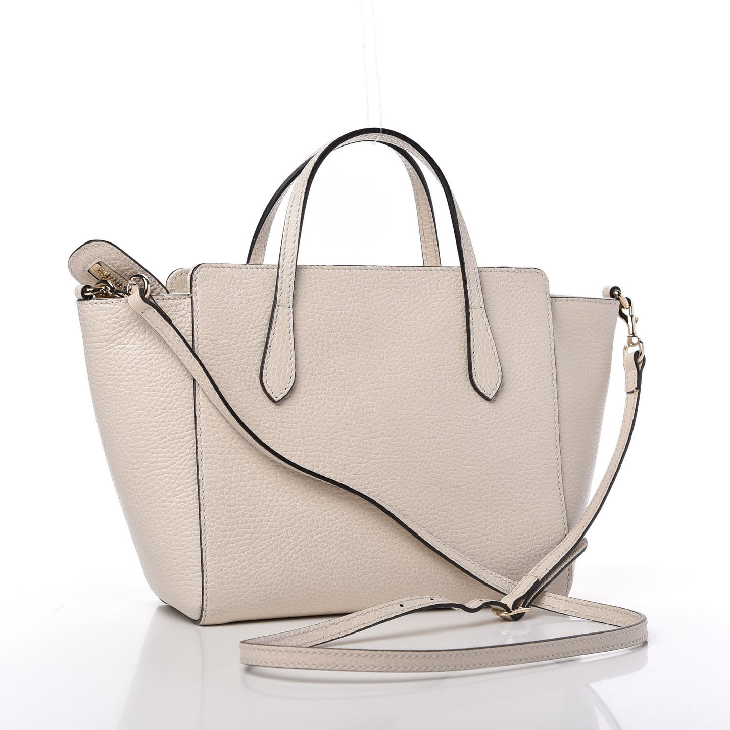 Dollar Calfskin Mini Swing Top Handle Bag Mystic White