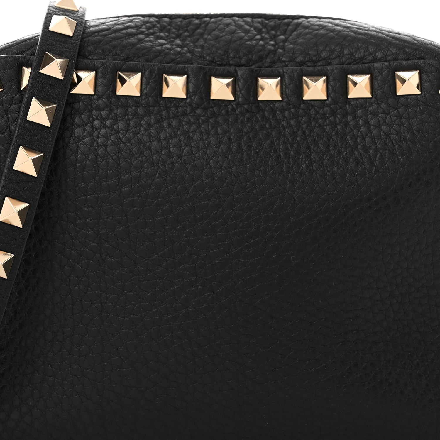 Valentino Garavani Pebbled Calfskin Rockstud Camera Crossbody Bag Black 7 of 9