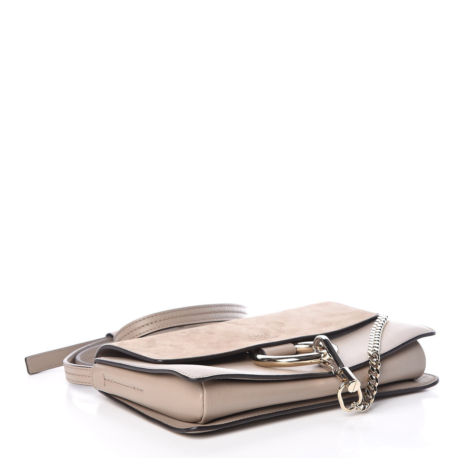 Chloe Suede Calfskin Small Faye Shoulder Bag Motty Grey 4 of 8