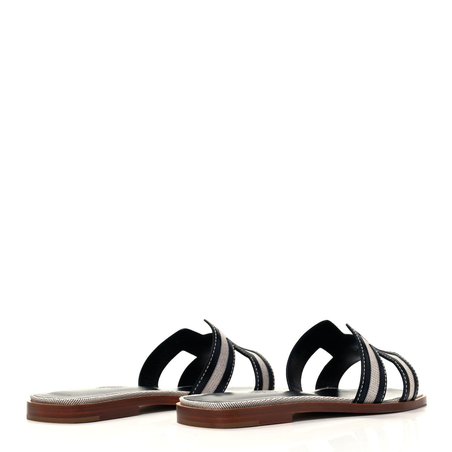 Hermes Calfskin Canvas Oran Sandals 36 Black 4 of 7