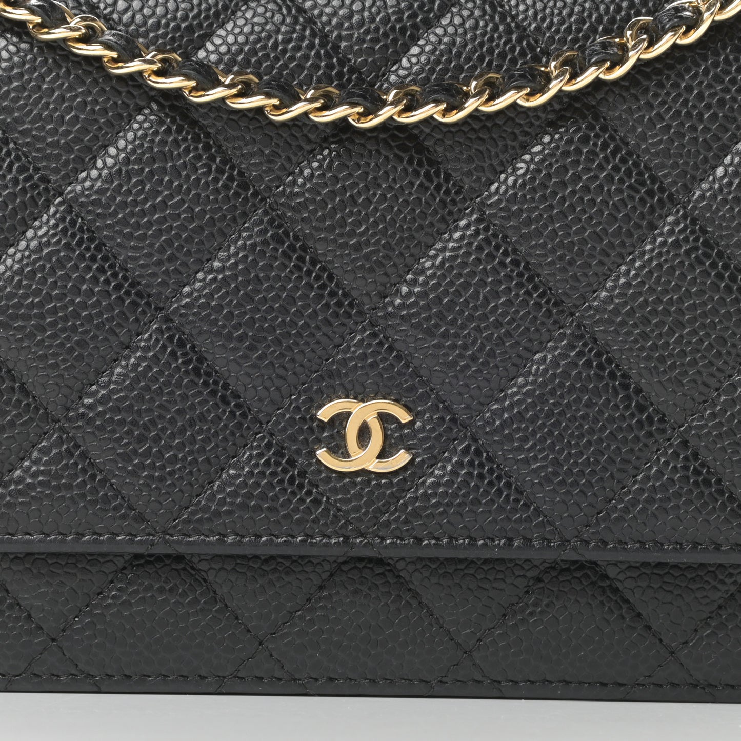 Caviar Quilted Wallet On Chain WOC Black