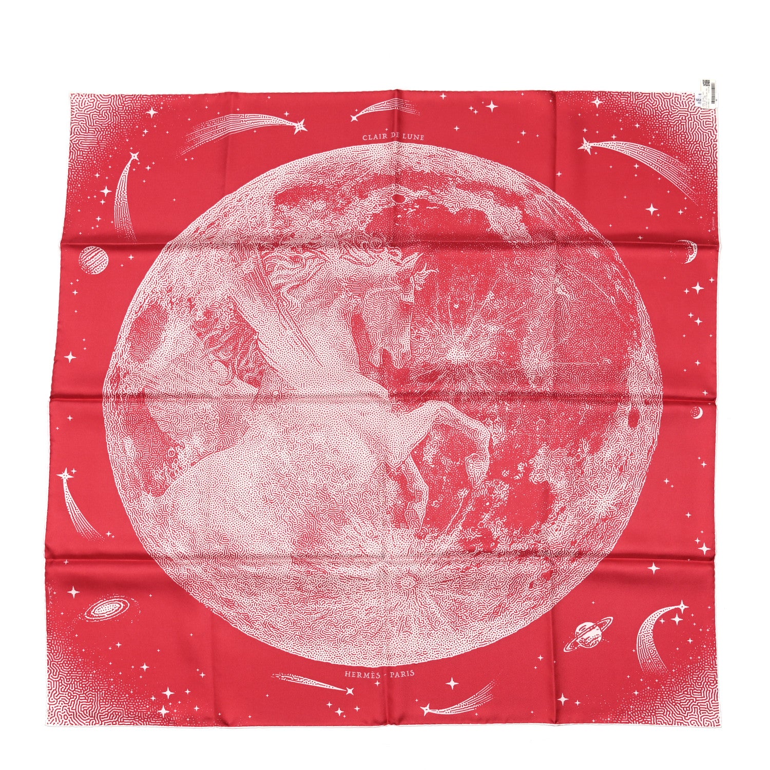 Hermes Silk Clair De Lune Double Face Scarf 90 Rose Vif White Rouge 2 of 10