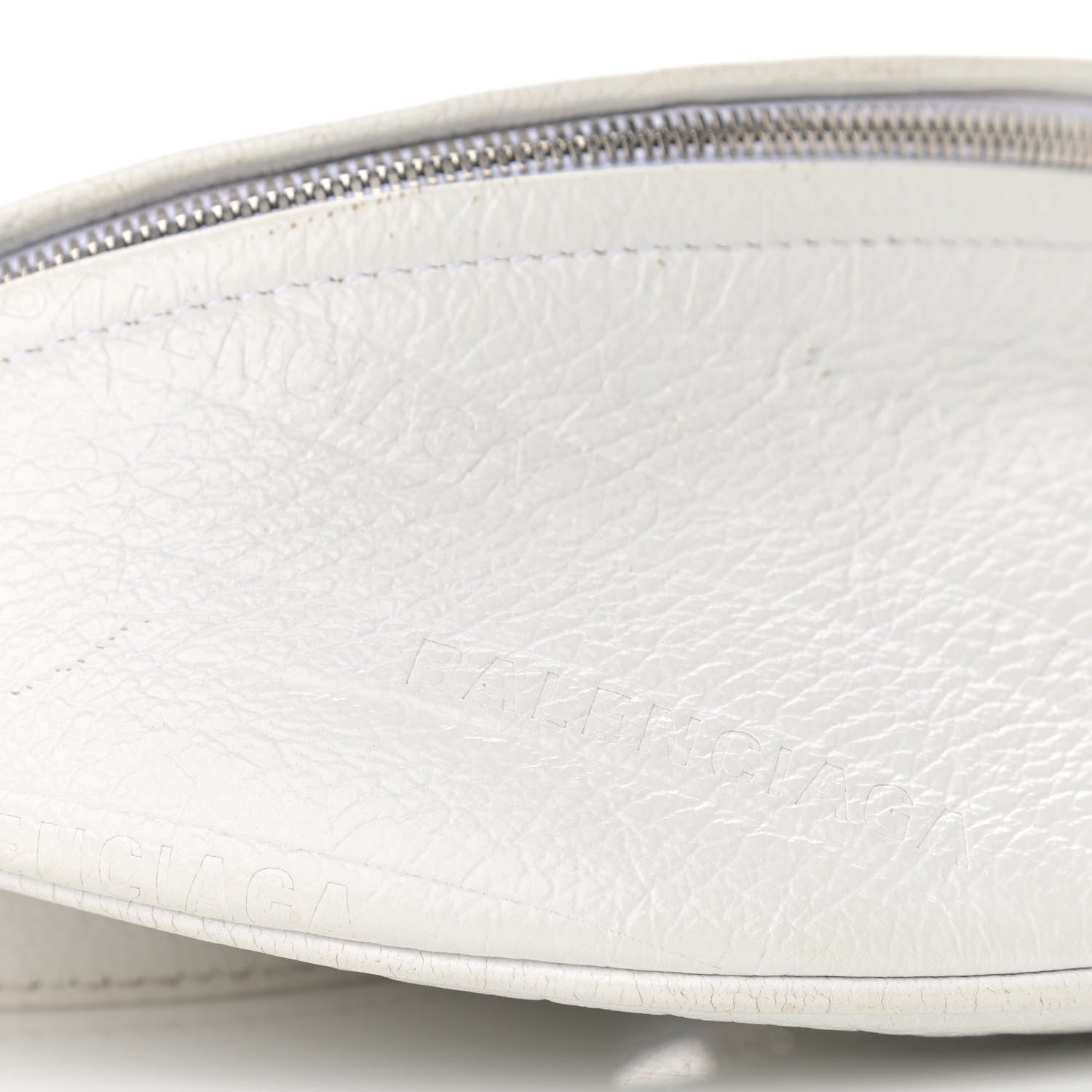 Balenciaga Shiny Goatskin Allover Logo Embossed XXS Souvenir Belt Bag White 8 of 18