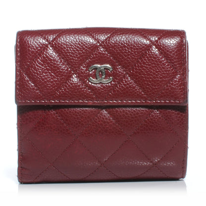 Chanel Caviar Quilted Compact Flap Wallet Dark Red 1 of 7