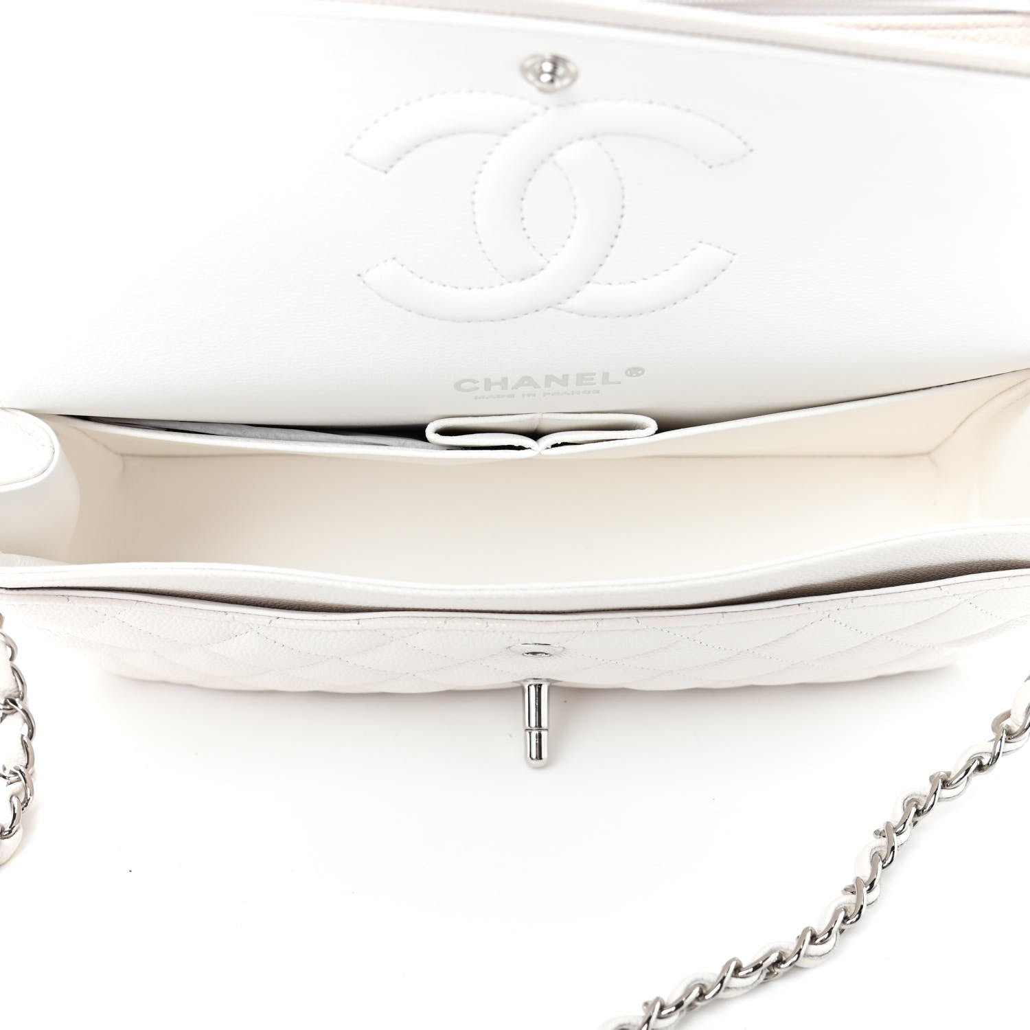 Chanel Caviar Quilted Medium Double Flap White 4 of 4