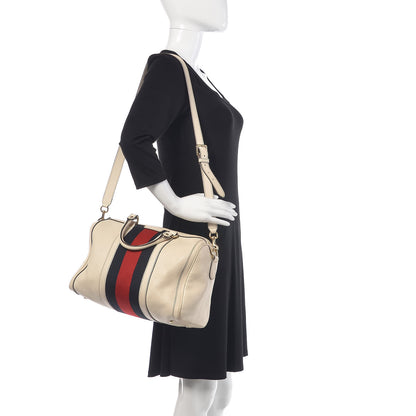 Gucci Calfskin Vintage Web Medium Boston White 2 of 16