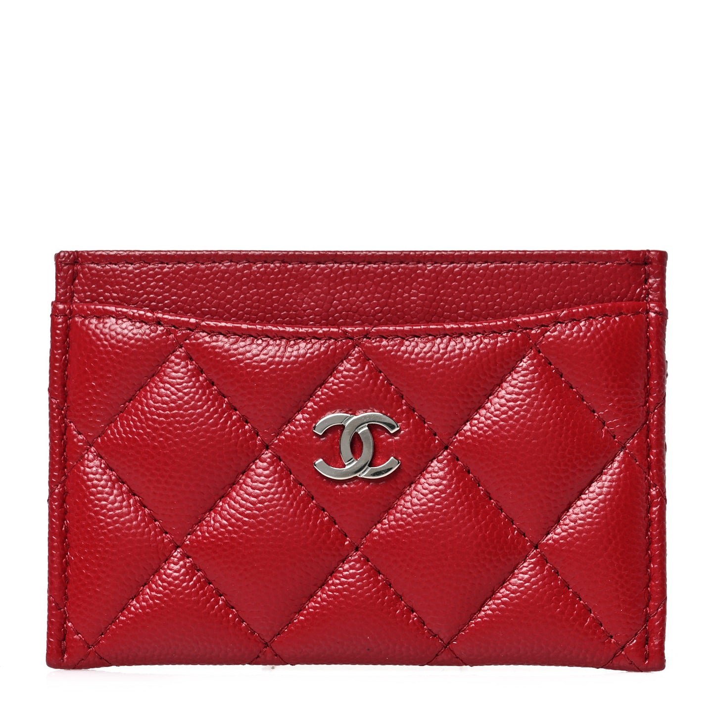 Caviar Quilted Card Holder Red