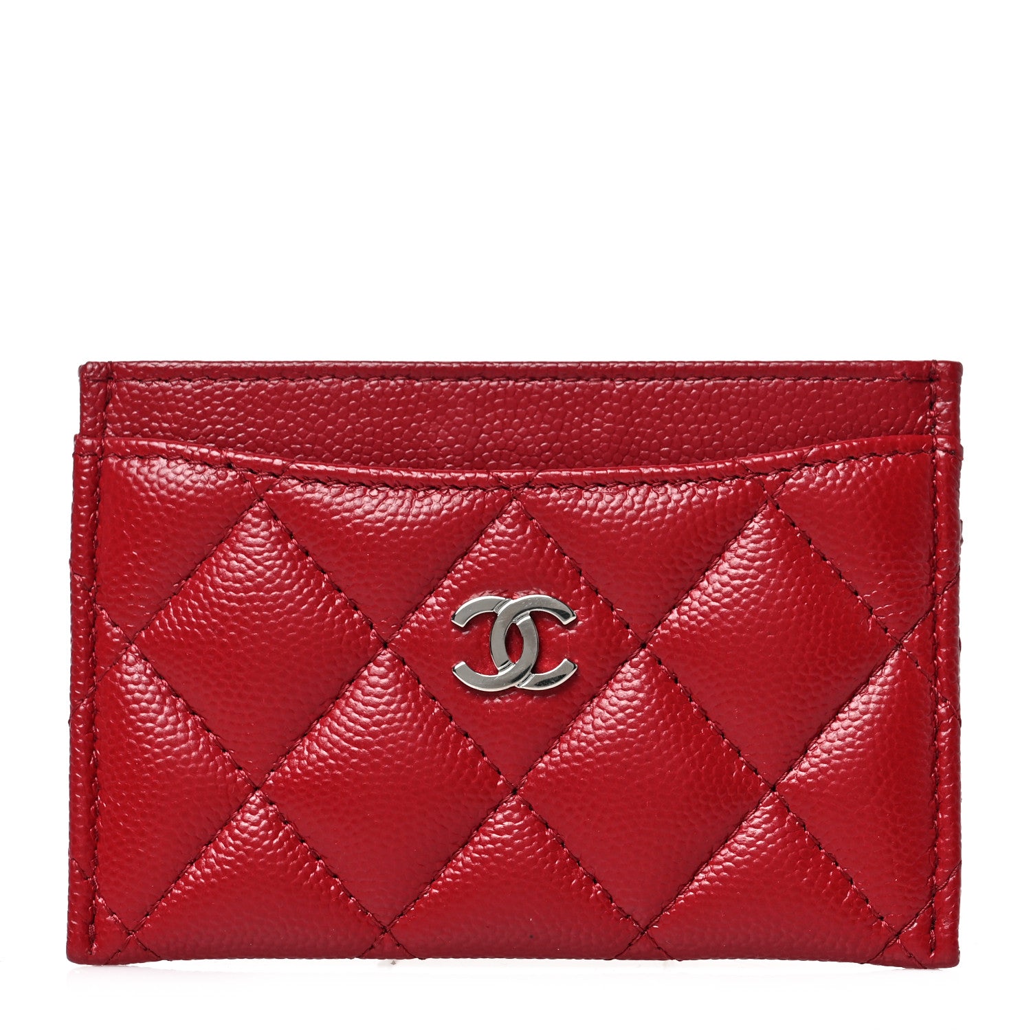 Chanel Caviar Quilted Card Holder Red 1 of 9