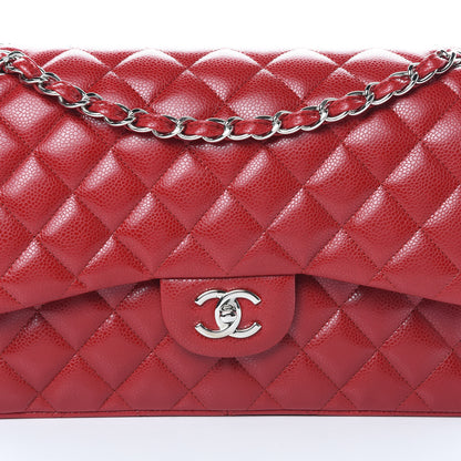 Chanel Caviar Quilted Jumbo Double Flap Red 8 of 13