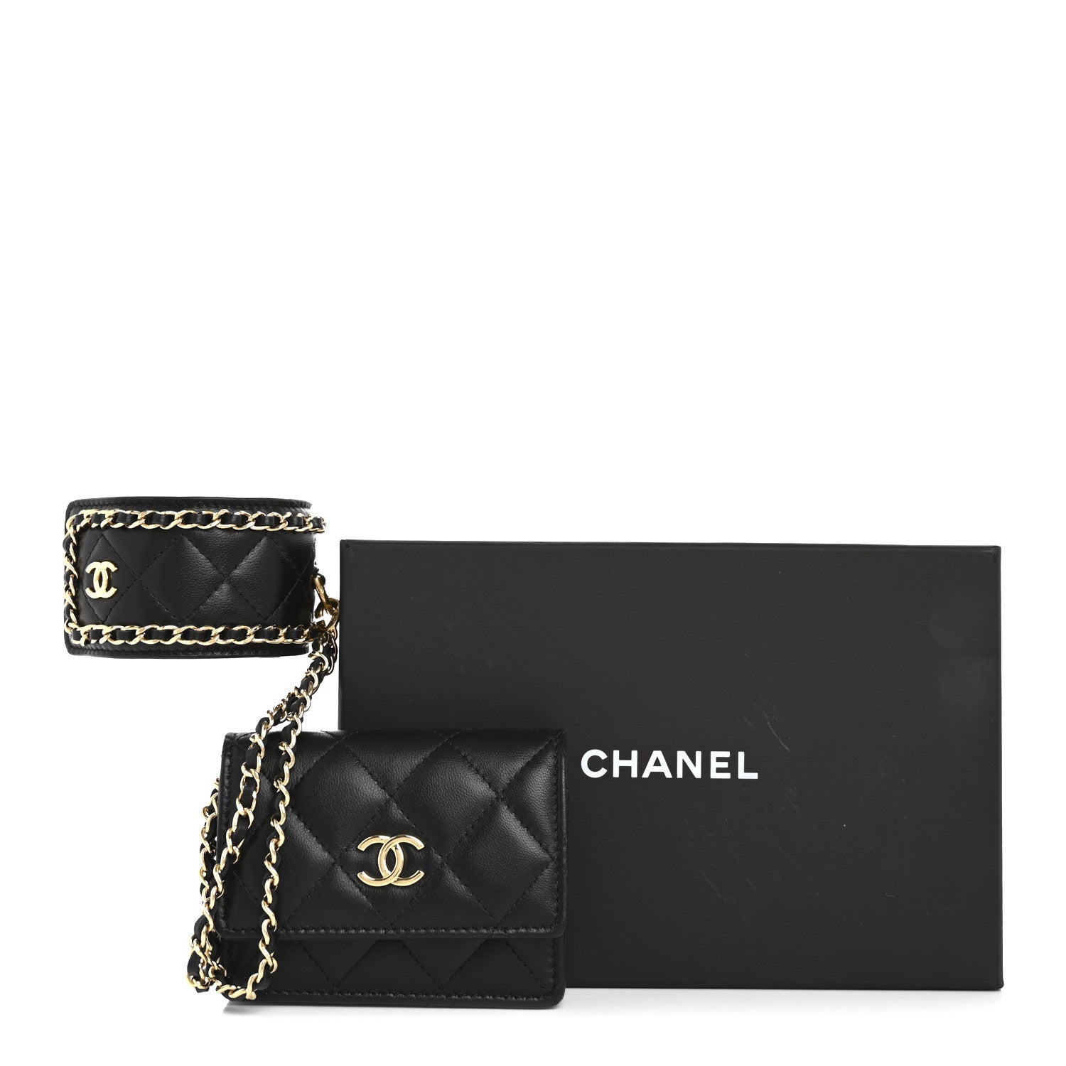 Chanel Lambskin Quilted Flap Card Holder With Cuff Black 10 of 10