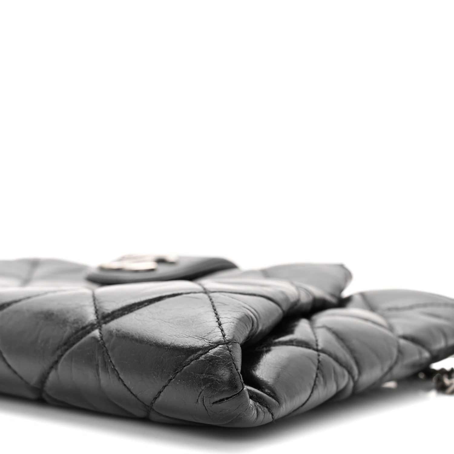 Chanel Aged Calfskin Quilted Zip Clutch Black 10 of 10