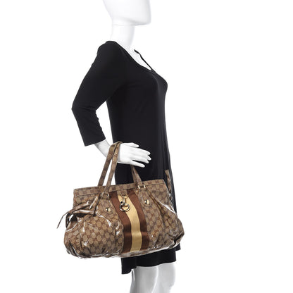 Gucci Crystal Monogram Medium Web Tote Brown 2 of 13