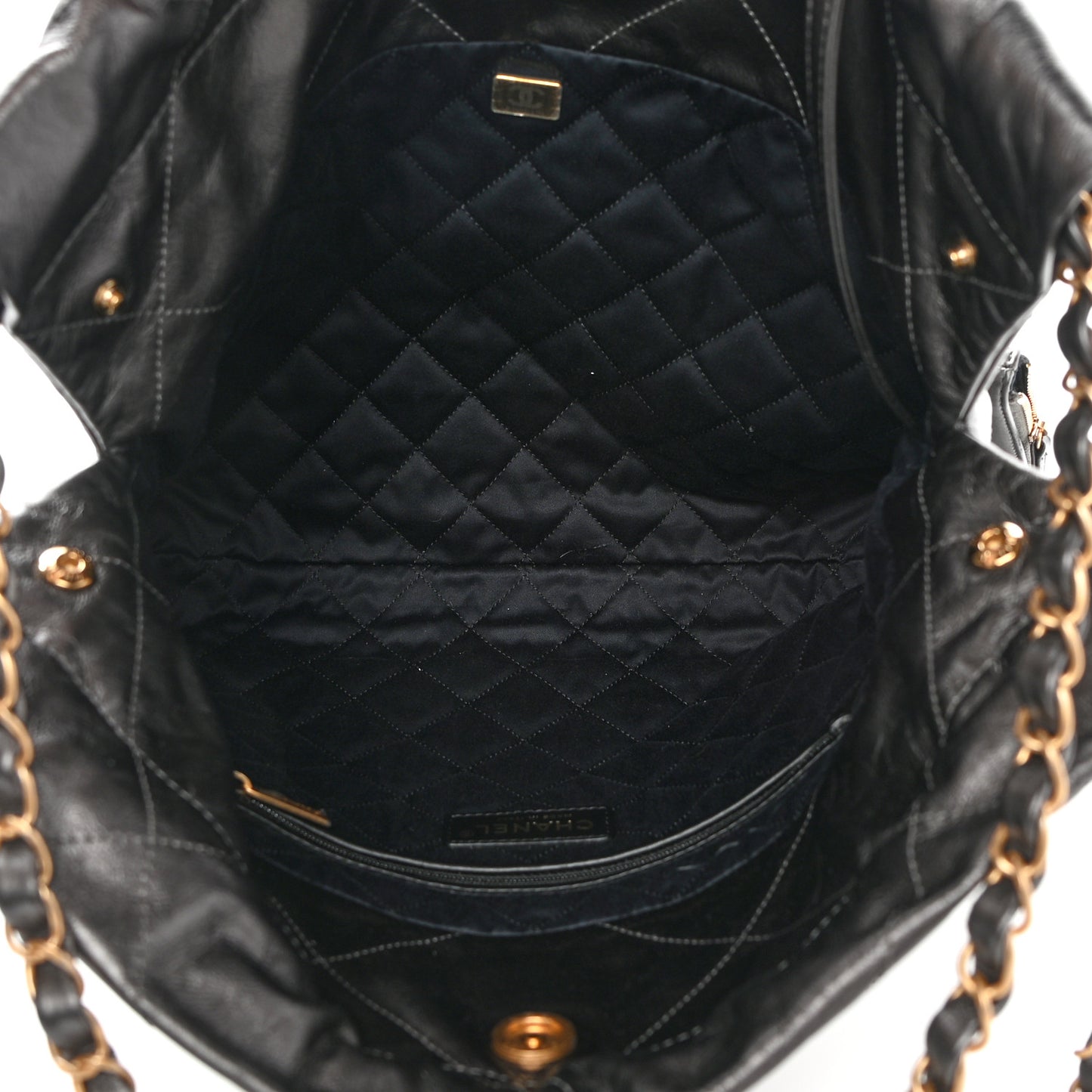 Metallic Calfskin Quilted Small Chanel 22 Ruthenium