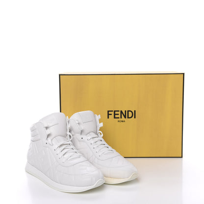 Fendi Nappa Macro FF Embossed Womens High Top Sneakers 39 White Ice 12 of 12