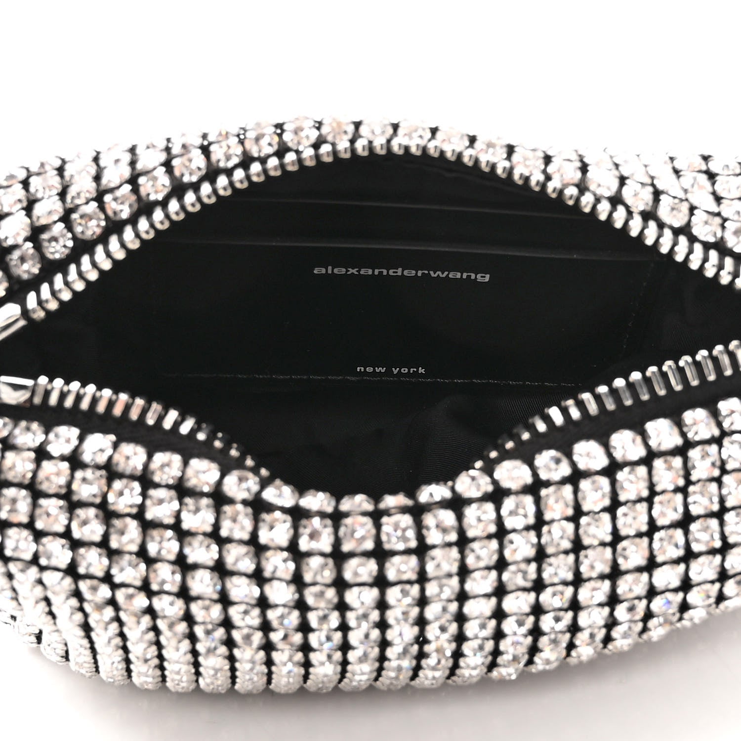 Alexander Wang Mesh Crystal Rhinestone Mini Heiress Pouch Black Silver 5 of 9