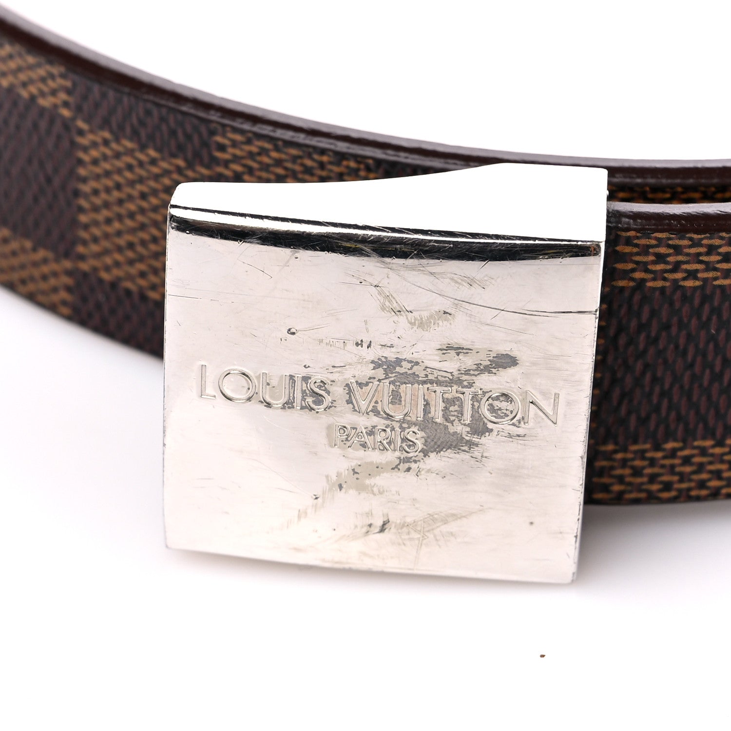 Louis Vuitton Damier Ebene LV Paris Buckle Belt 80 32 Silver 8 of 8