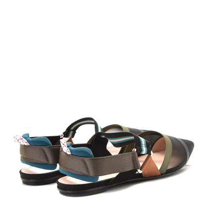 Fendi Technical Mesh Colibri Slingback Ballerina Flats 39 Green Multicolor 5 of 15