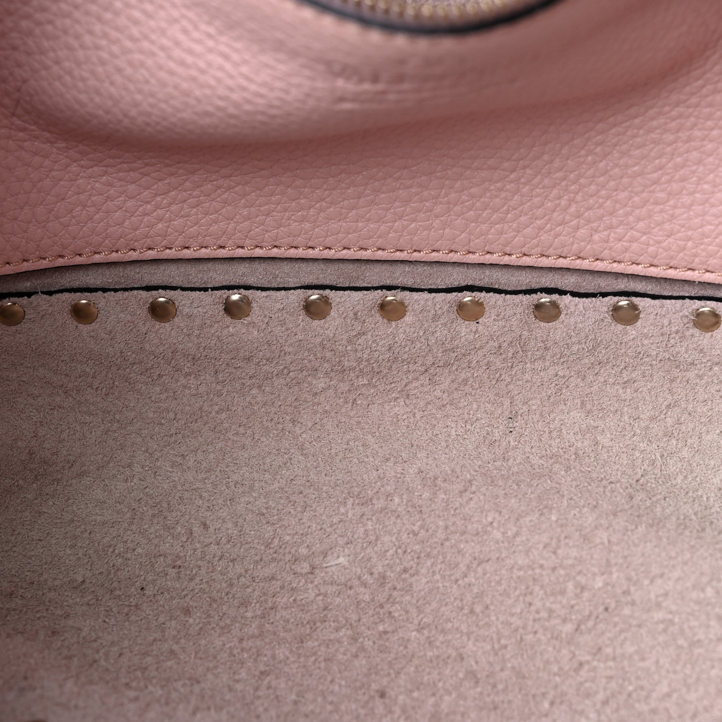 Grained Calfskin Small Rockstud Tote Water Rose