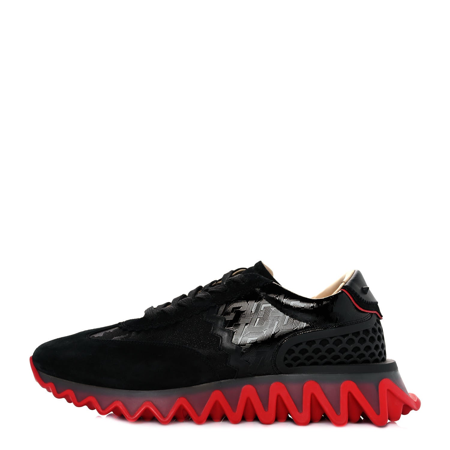 Christian Louboutin Suede Glitter Mens Loubishark Sneakers 44 Black 1 of 8