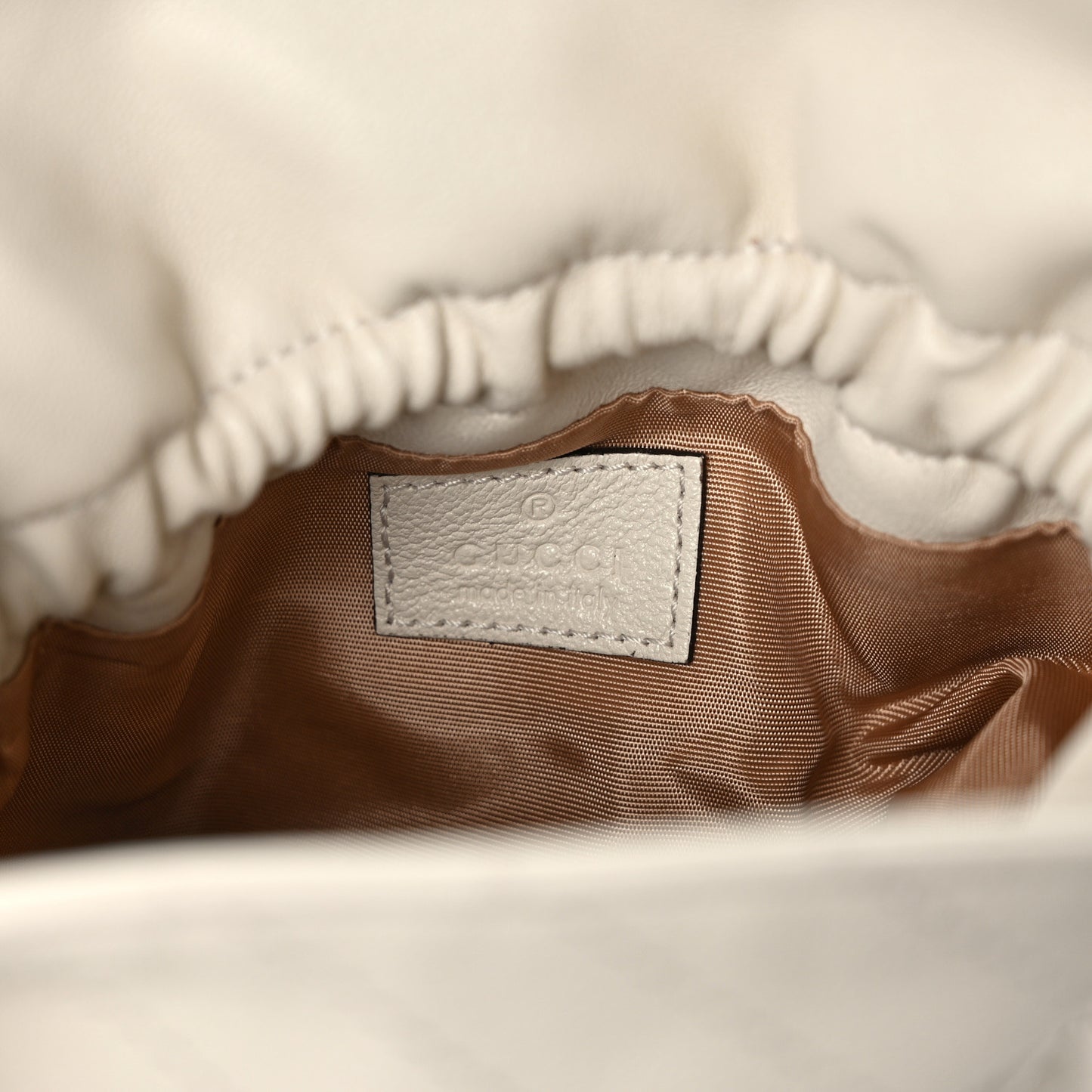 Sakai Be Green Calfskin Diagonal Stitched Mini Blondie Bucket Bag Mystic White