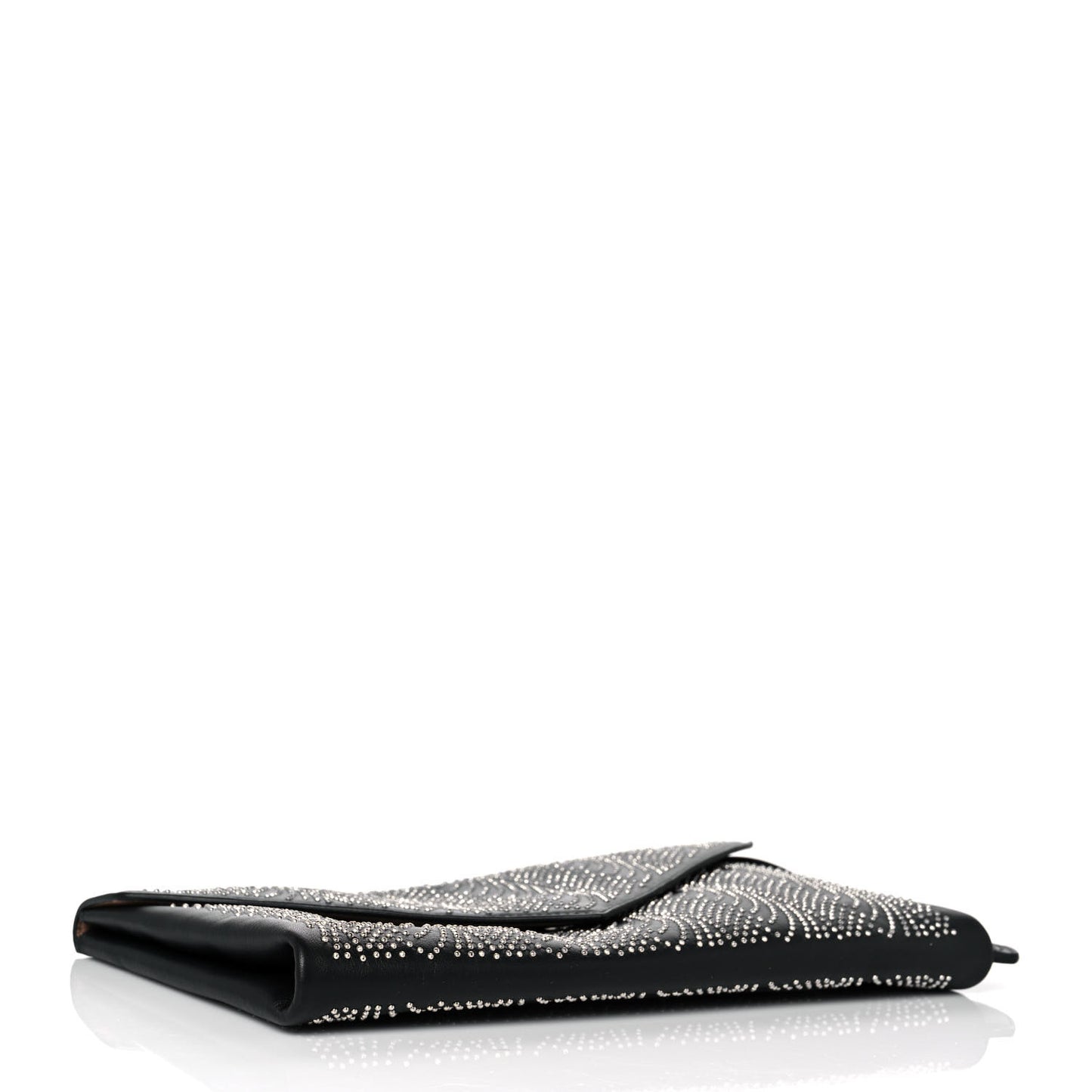 Calfskin Studded Envelope Clutch Black