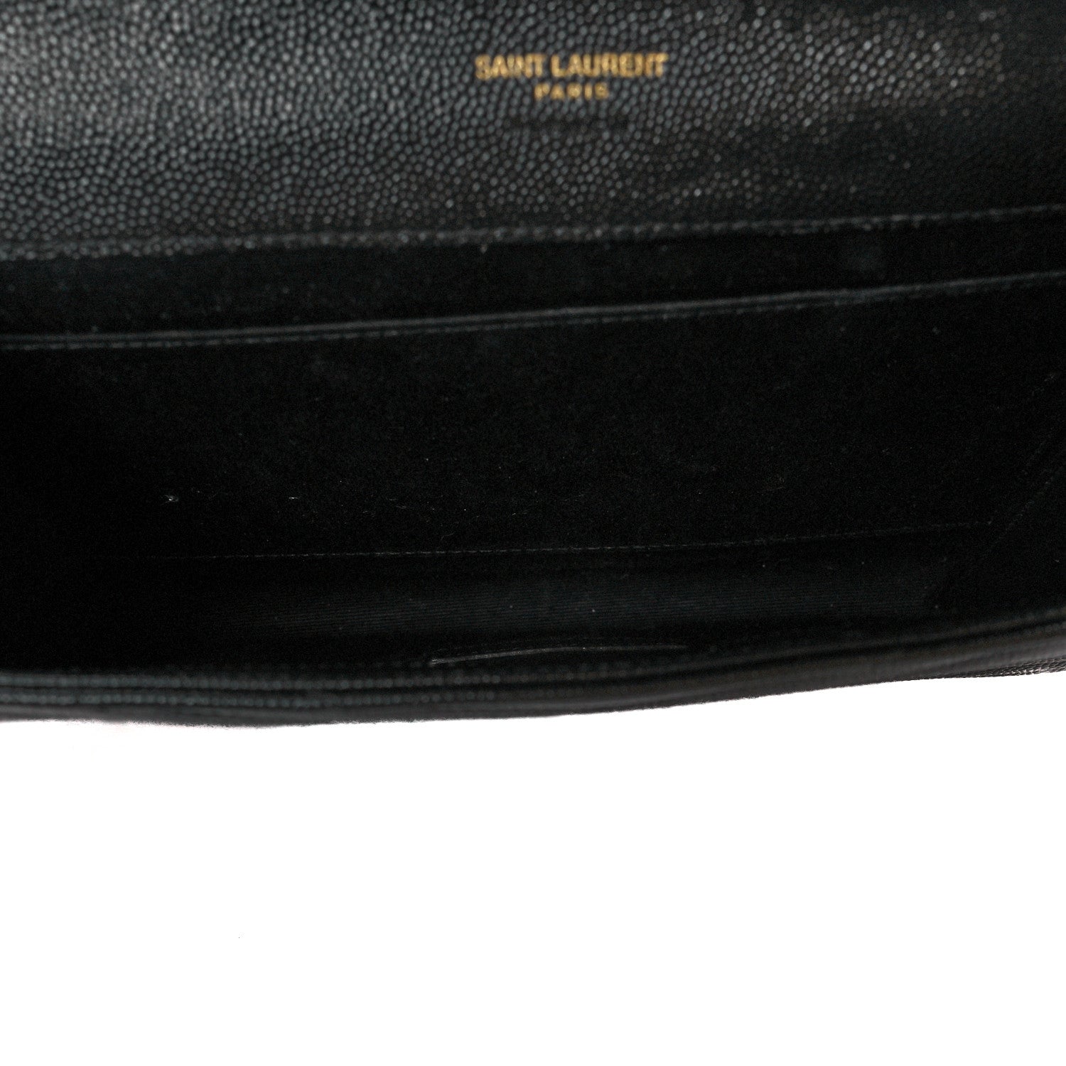 Saint Laurent Grain De Poudre Matelasse Chevron Monogram Envelope Clutch Black 5 of 10
