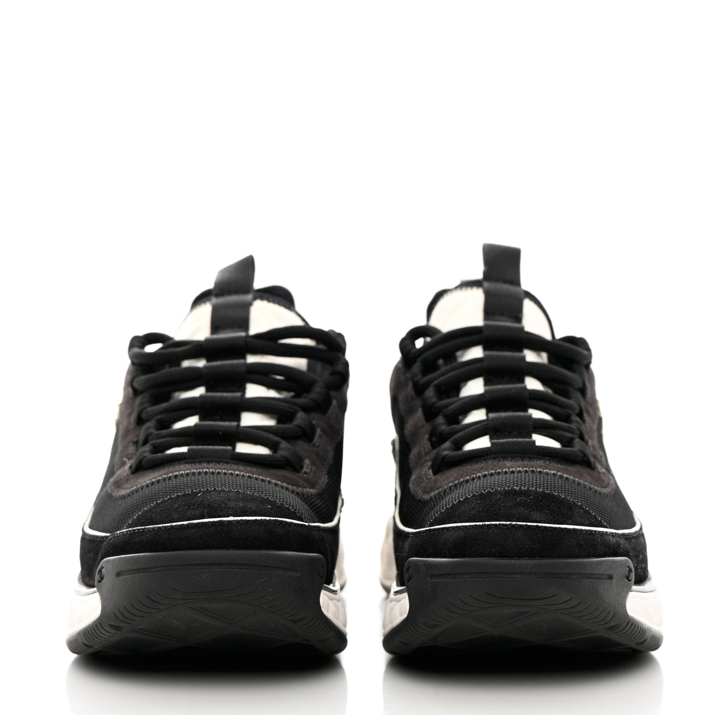 Velvet Calfskin Mixed Fibers CC Sneakers 39 Black