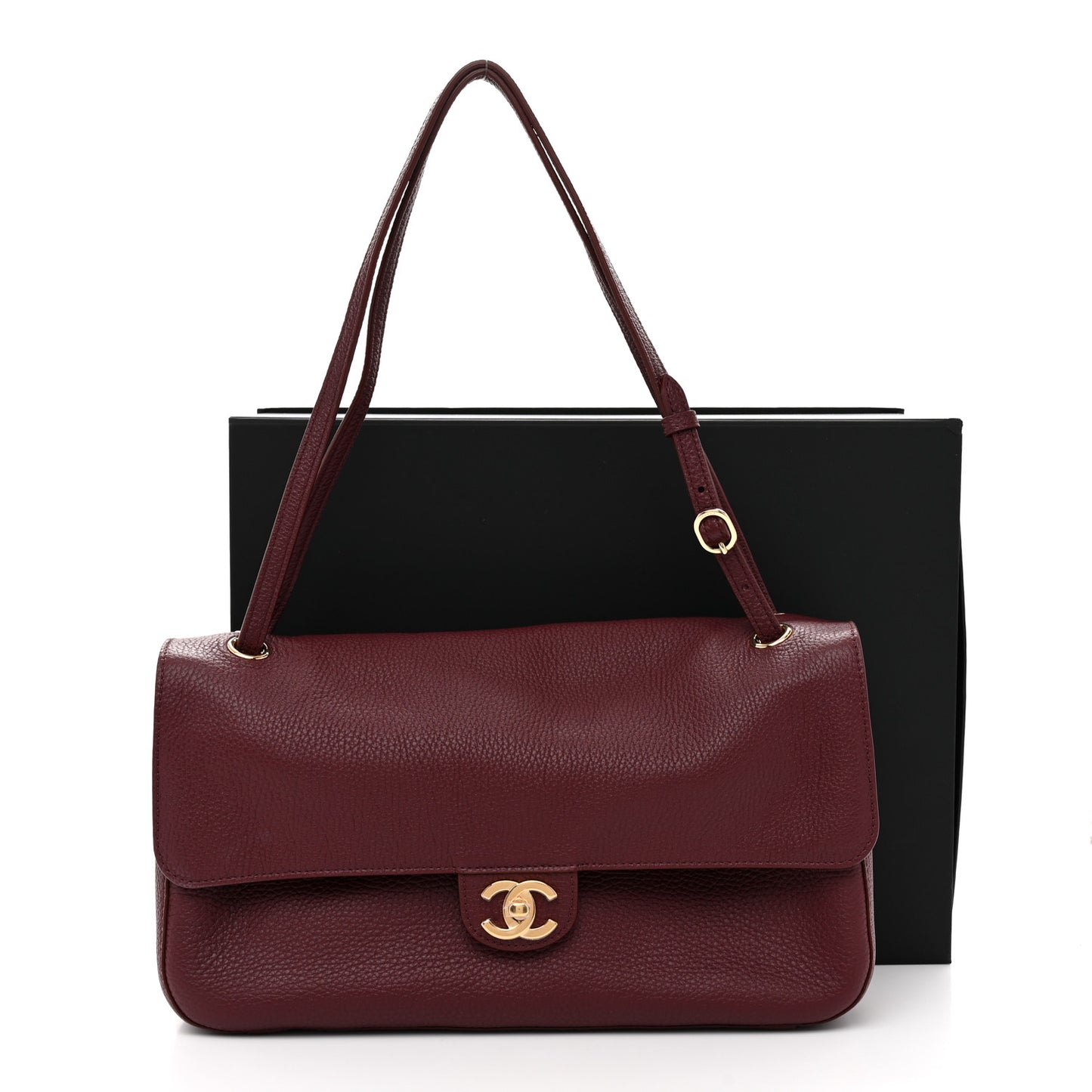 Grained Calfskin Small Souplissimo Maxi Flap Burgundy