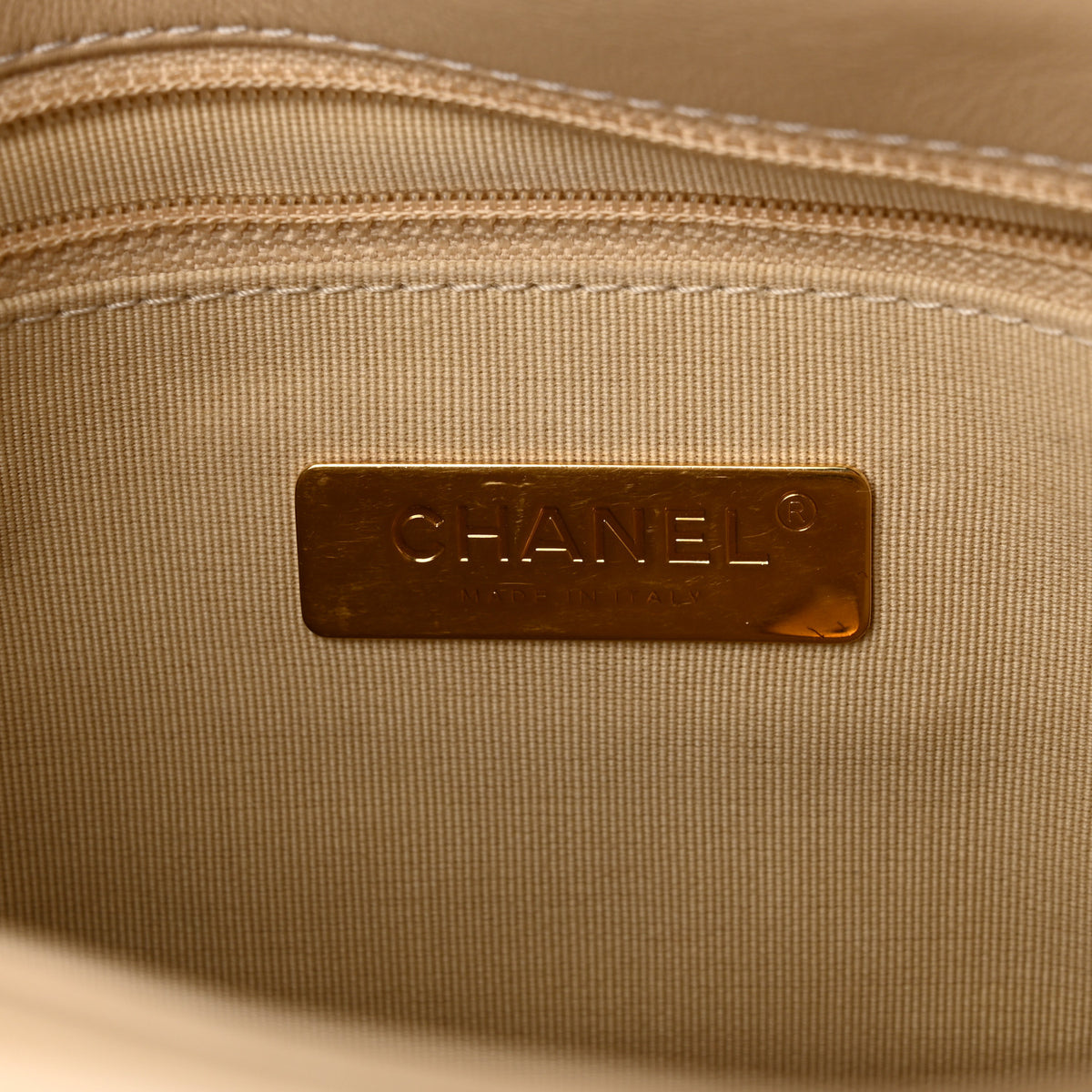 Lambskin Quilted Medium Chanel 19 Flap Beige