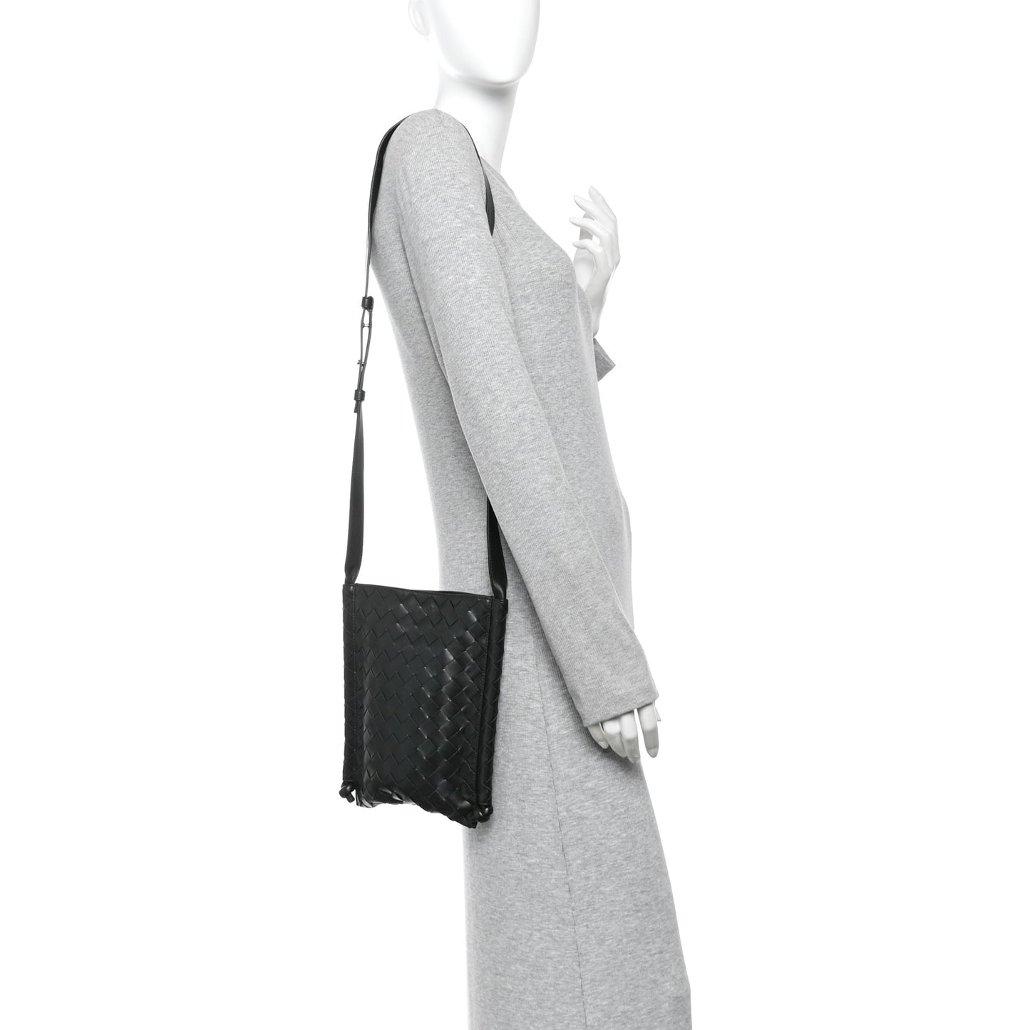 Nappa Intrecciato Small Flat Loop Messenger Black