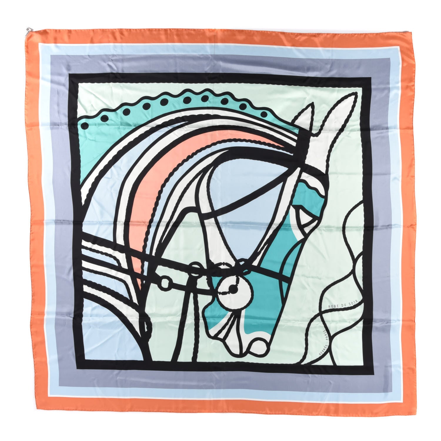 Hermes Silk Robe Du Soir Scarf 140 Corail Vert D’Eau 1 of 6