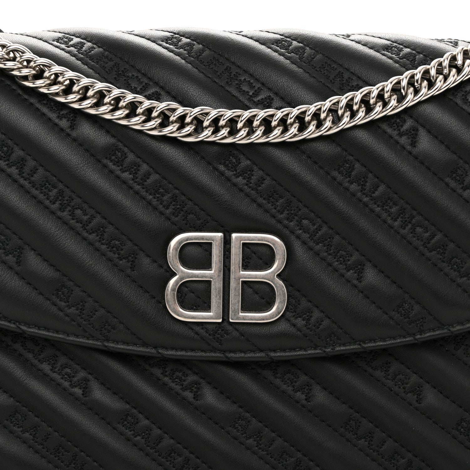 Balenciaga Calfskin Logo Matelasse M BB Chain Shoulder Bag Black 7 of 9