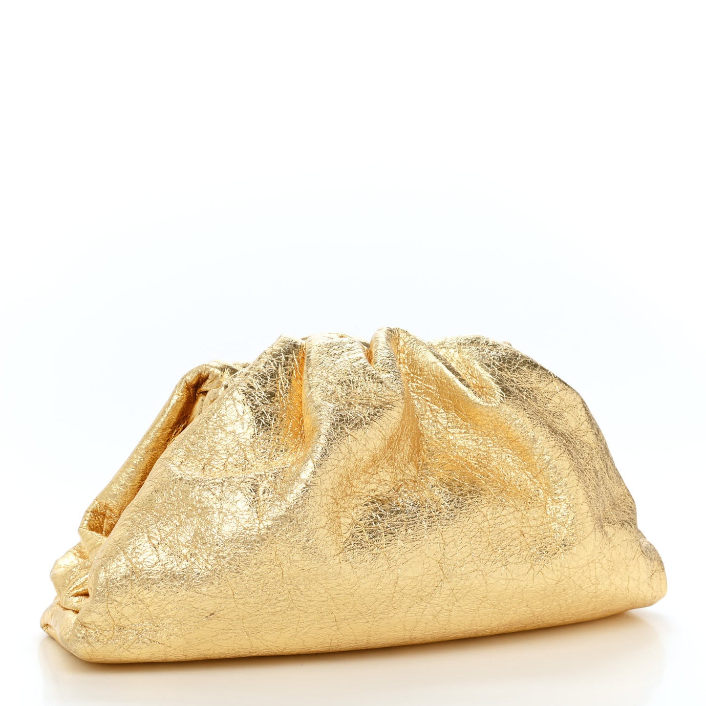 Metallic Crinkled Lambskin The Pouch Oversized Clutch Oro