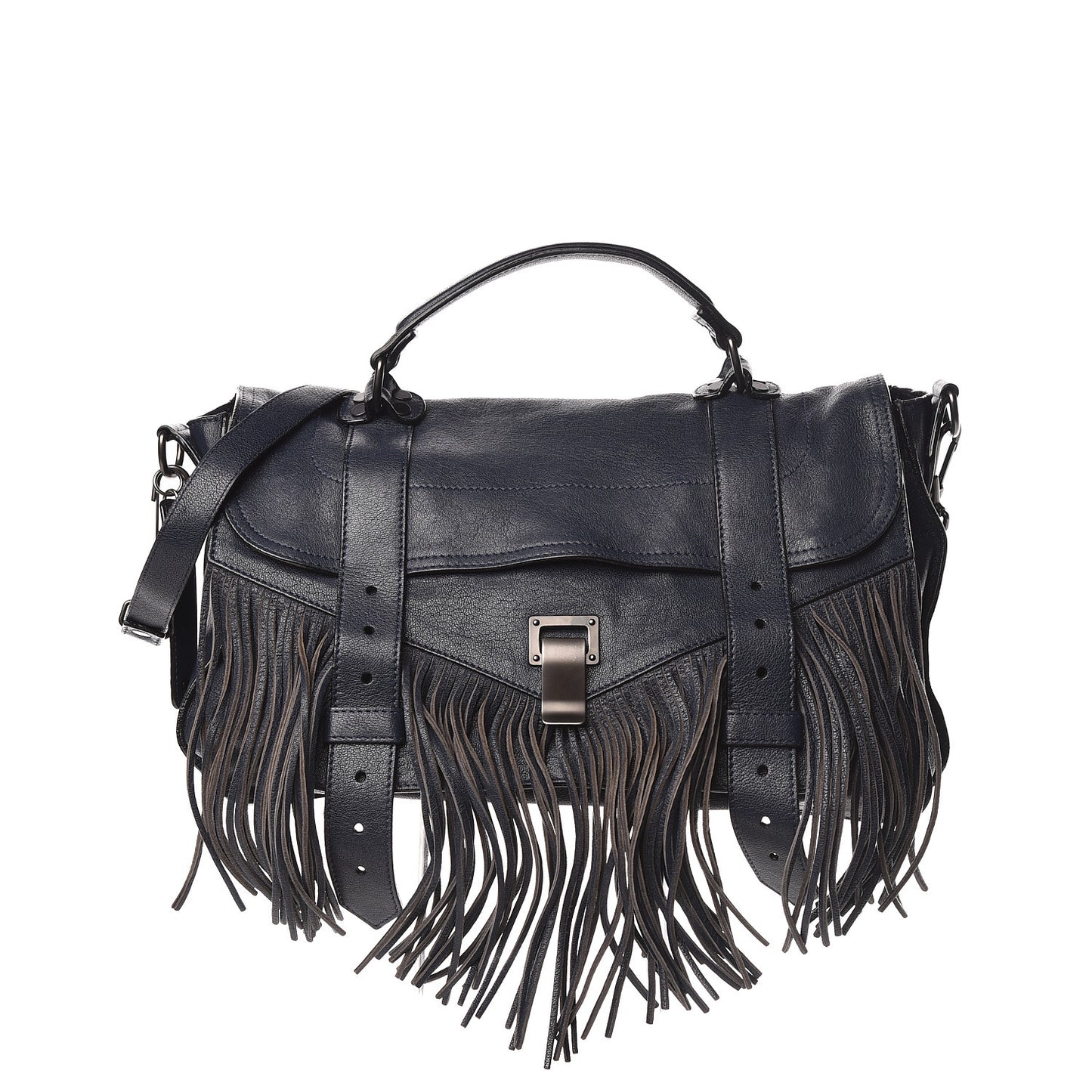 Lambskin Fringe Medium PS1 Satchel Midnight