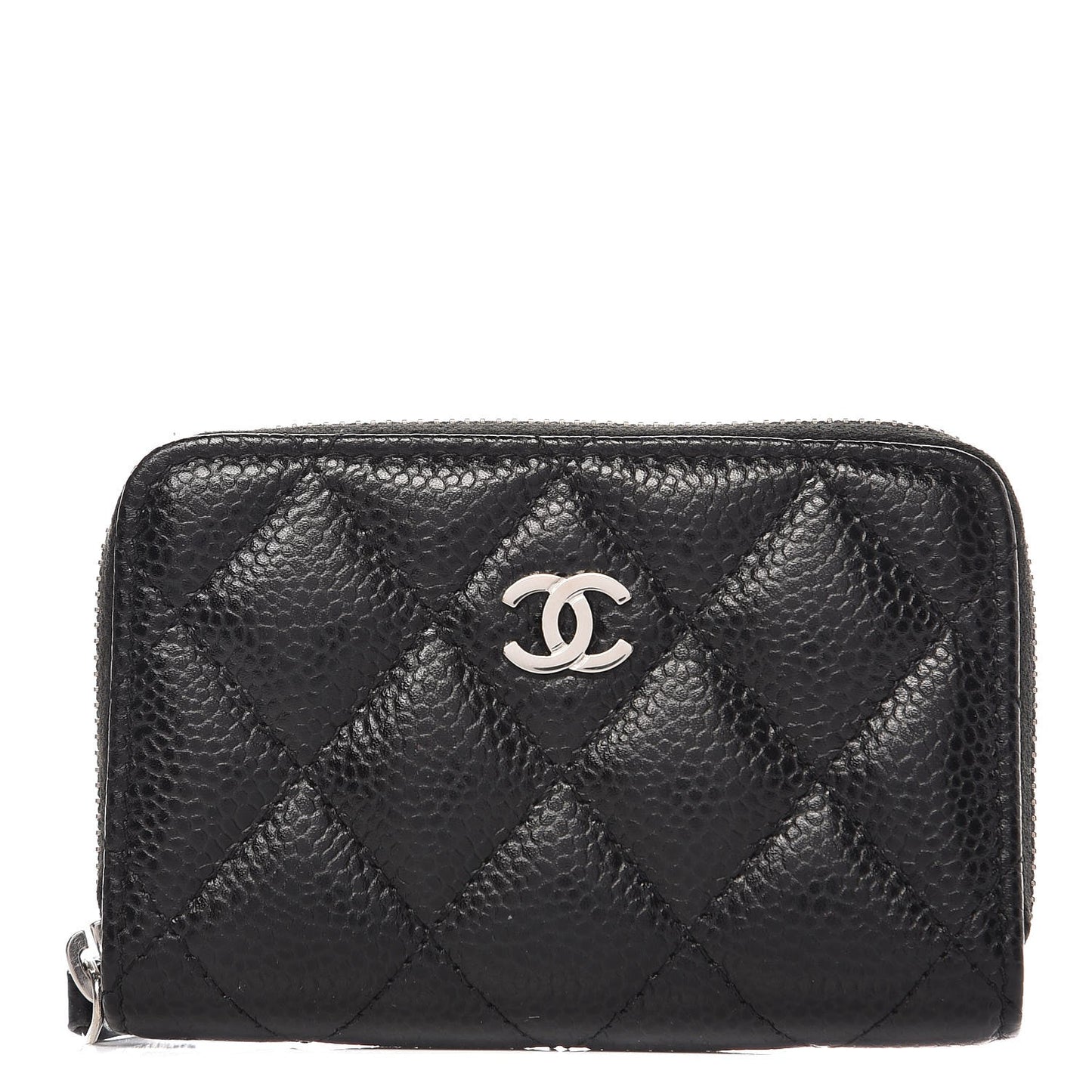 Caviar Quilted Zip Coin Purse Black