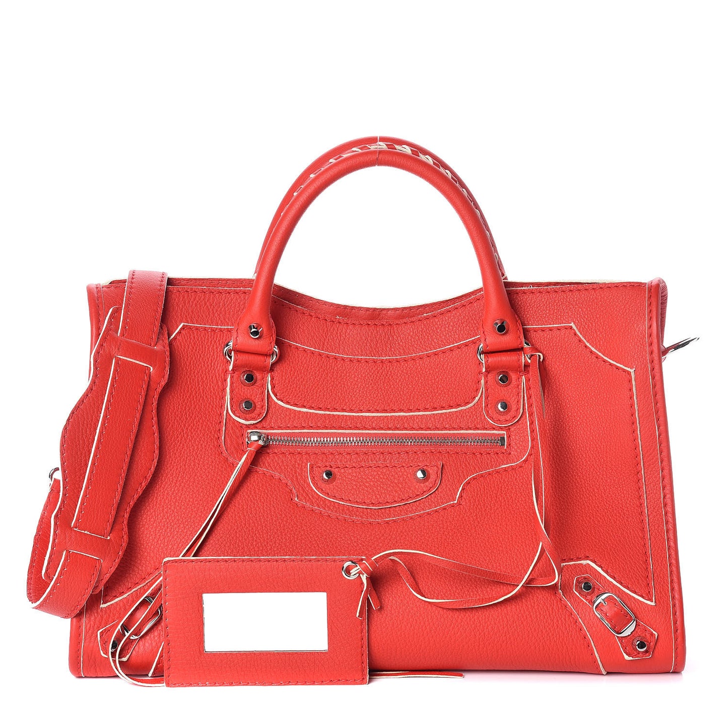 Supple Grained Calfskin Classic Silver Hardware Highlight City Rouge Fraise
