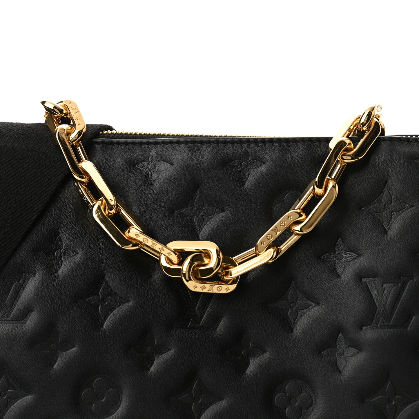 Lambskin Embossed Monogram Coussin PM Black