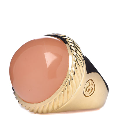 David Yurman 18K Yellow Gold Pink Moonstone 20mm Oval Signature Ring 50 5.5 3 of 5