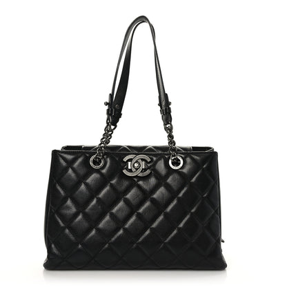 Chanel Metallic Goatskin Quilted Large City Rock Shopping Bag Black 1 of 11