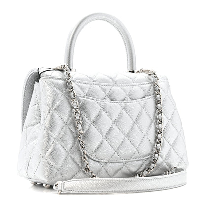 Chanel Metallic Caviar Quilted Mini Coco Handle Flap Silvery 3 of 11