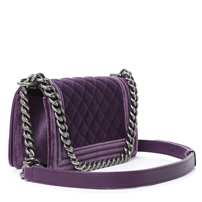 Chanel Velvet Quilted Small Boy Flap Purple 3 of 12