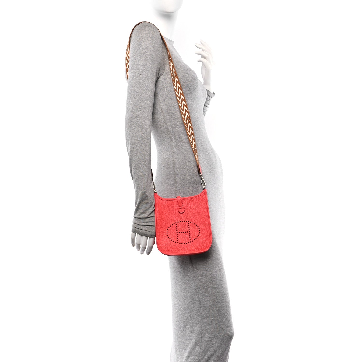 Hermes Taurillon Clemence Zigzag Sangle Evelyne TPM Rose Texas 3 of 10