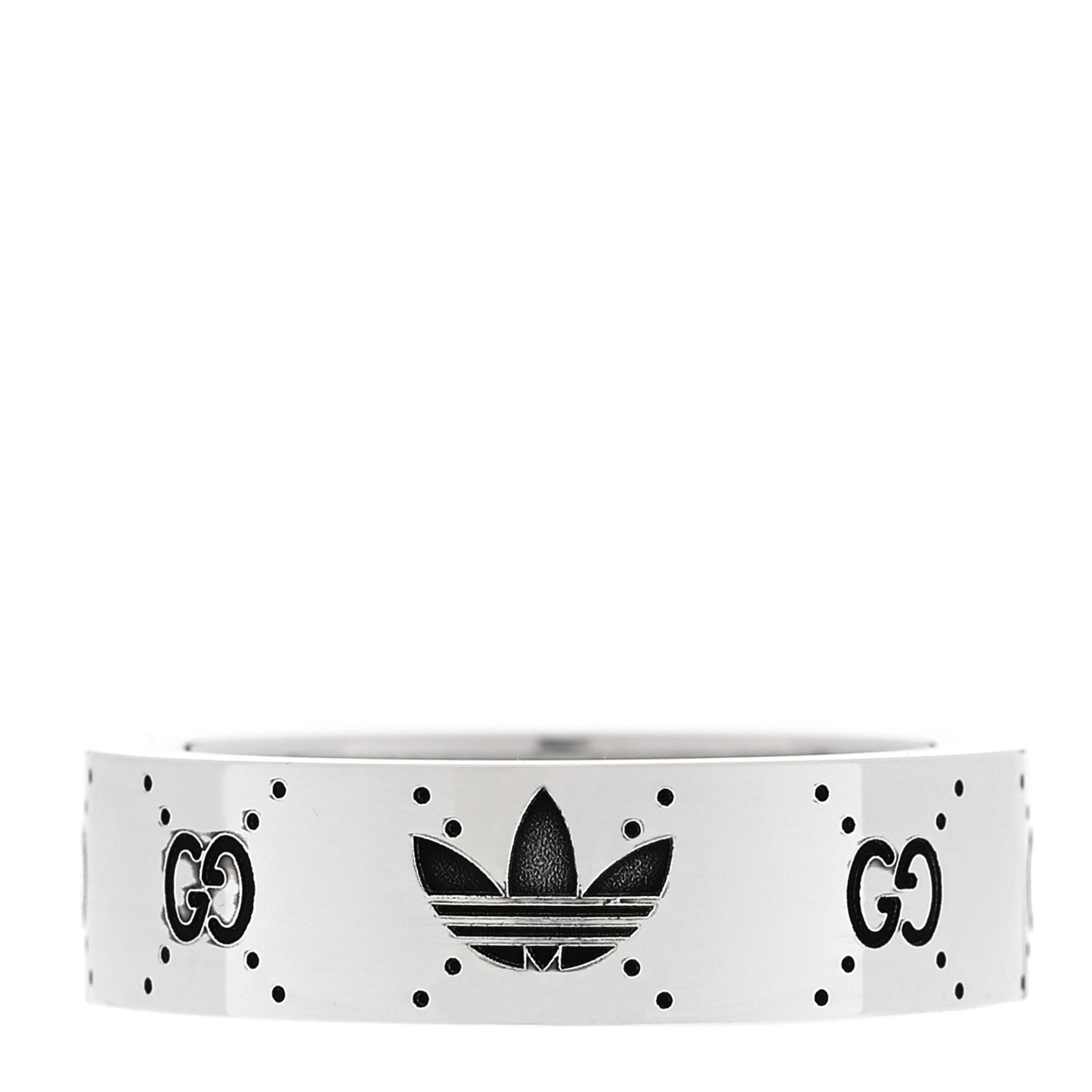X ADIDAS Sterling Silver Trefoil GG Monogram Band Ring 55 7.25