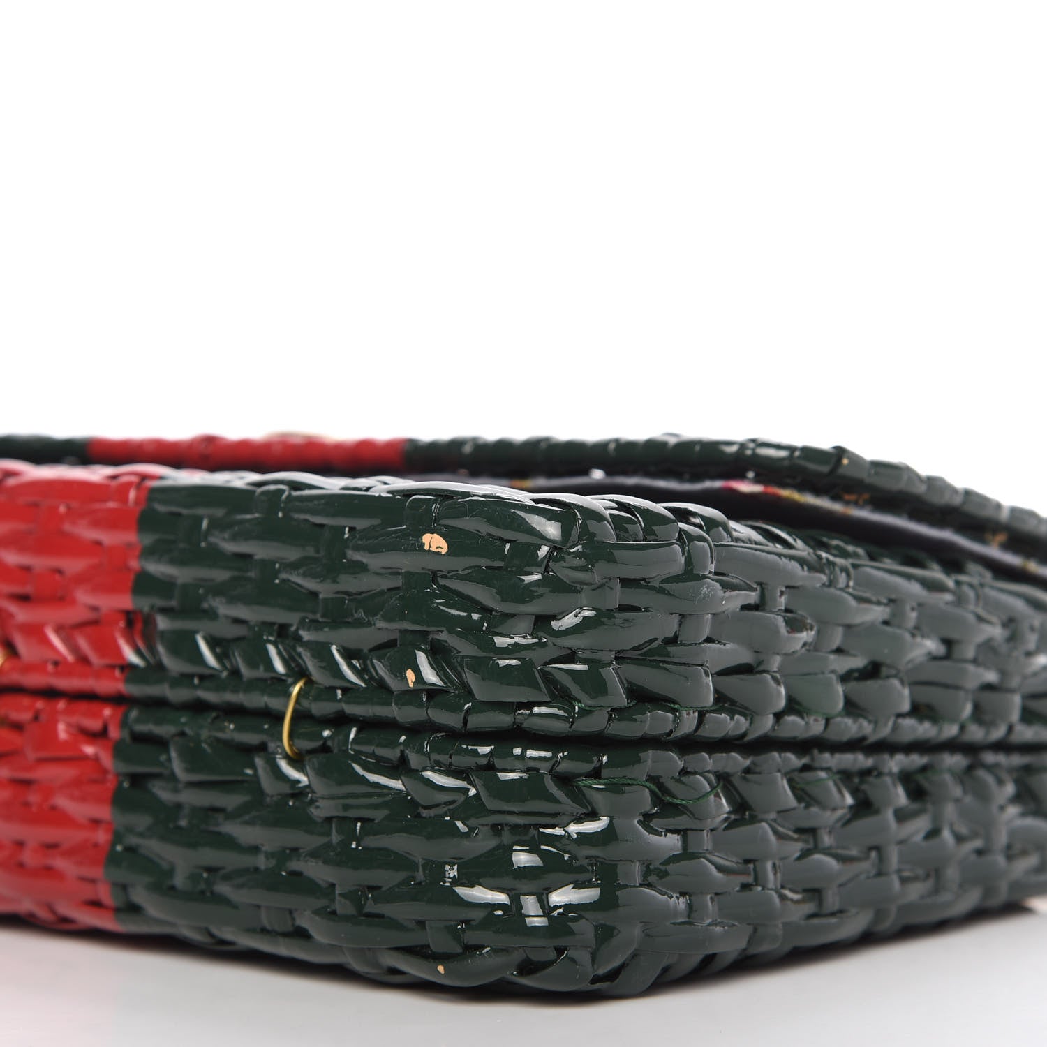 Gucci Glazed Wicker Stripe Small Cestino Shoulder Bag Green 7 of 12