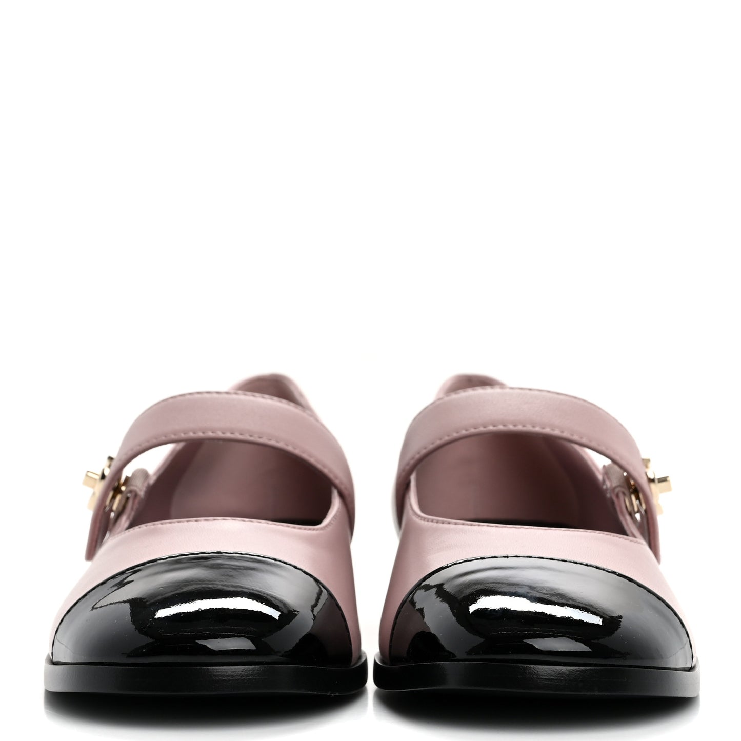 Calfskin Patent Mary Janes Flats 40 Pink Black