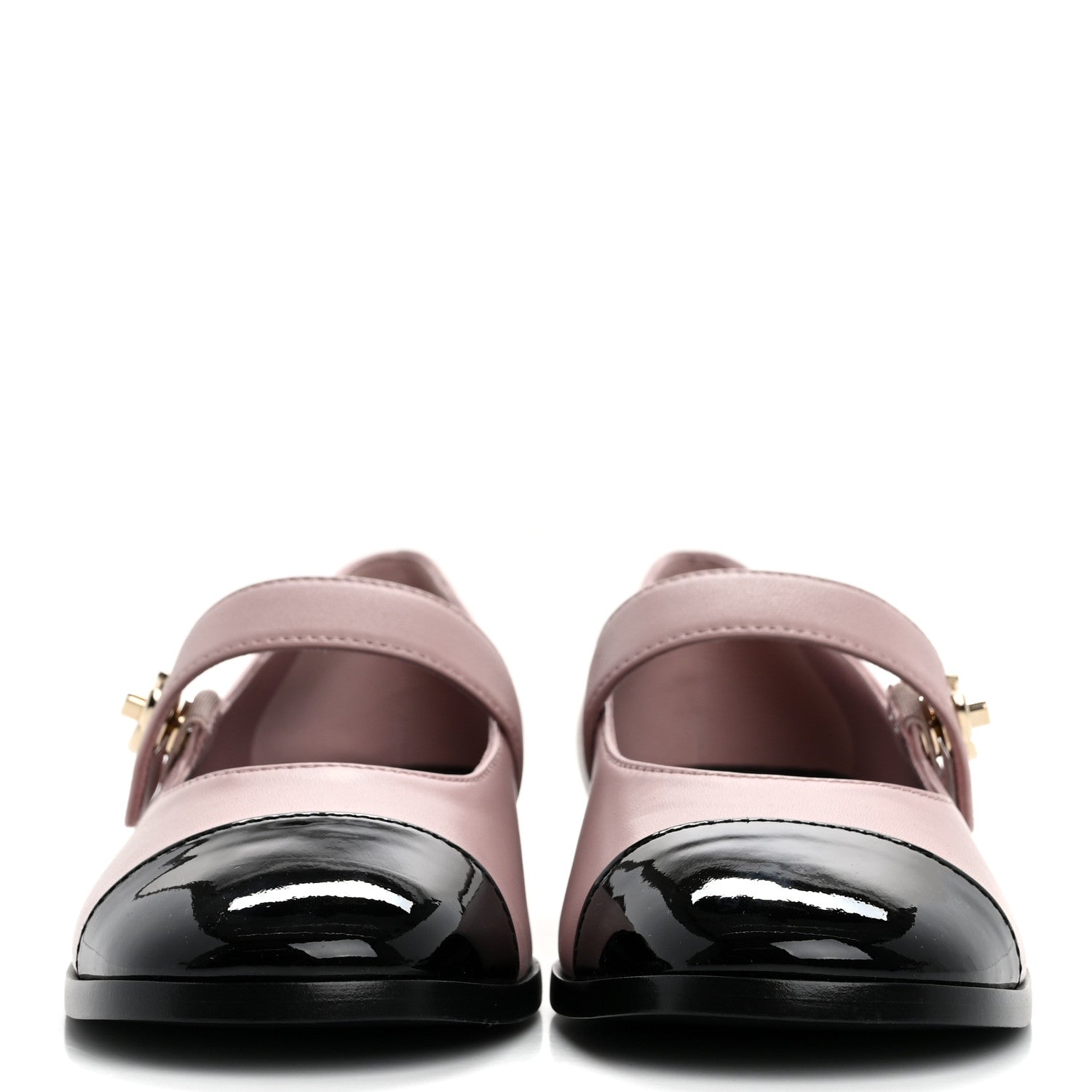 Chanel Calfskin Patent Mary Janes Flats 40 Pink Black 3 of 10