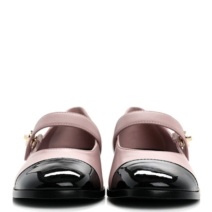 Chanel Calfskin Patent Mary Janes Flats 40 Pink Black 3 of 10