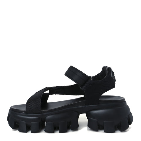 Nappa Logo Embossed Thunder Sole 50mm Sport Sandals 35.5 Black