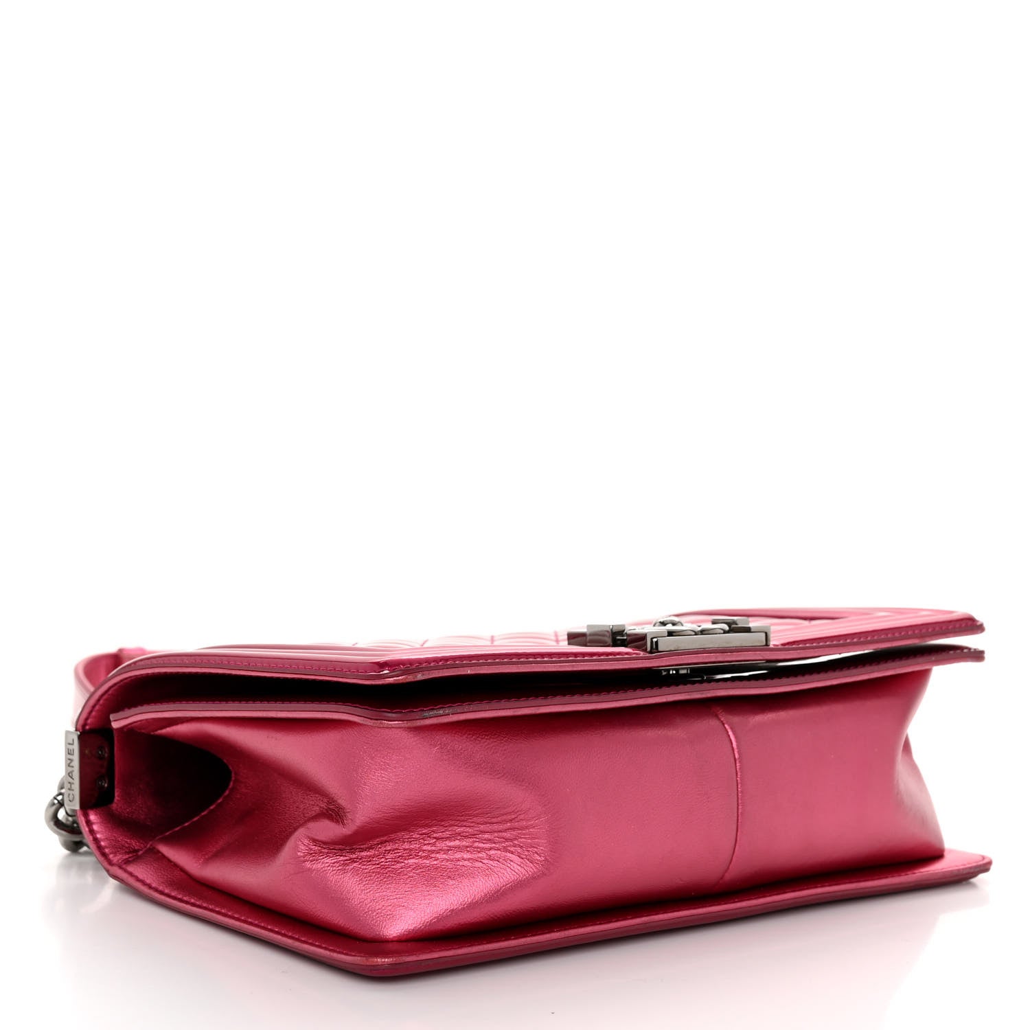 Chanel Metallic Patent Calfskin Quilted Medium Boy Flap Pink 4 of 9